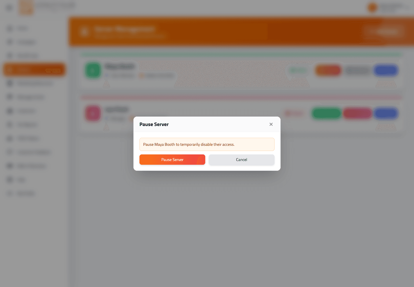 Partner Portal controls showing pause and delete actions for a staff account.